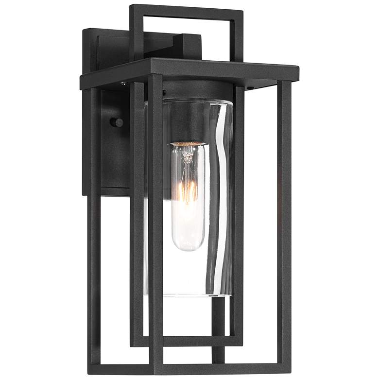 Image 2 Possini Euro Raynor 13 1/2" High Sand Black Outdoor Barn Wall Light