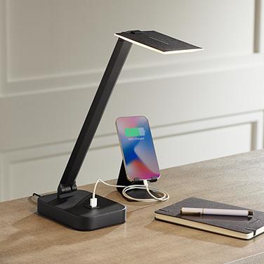 Possini Euro Rayven Adjustable Height Black Finish LED USB Desk Lamp