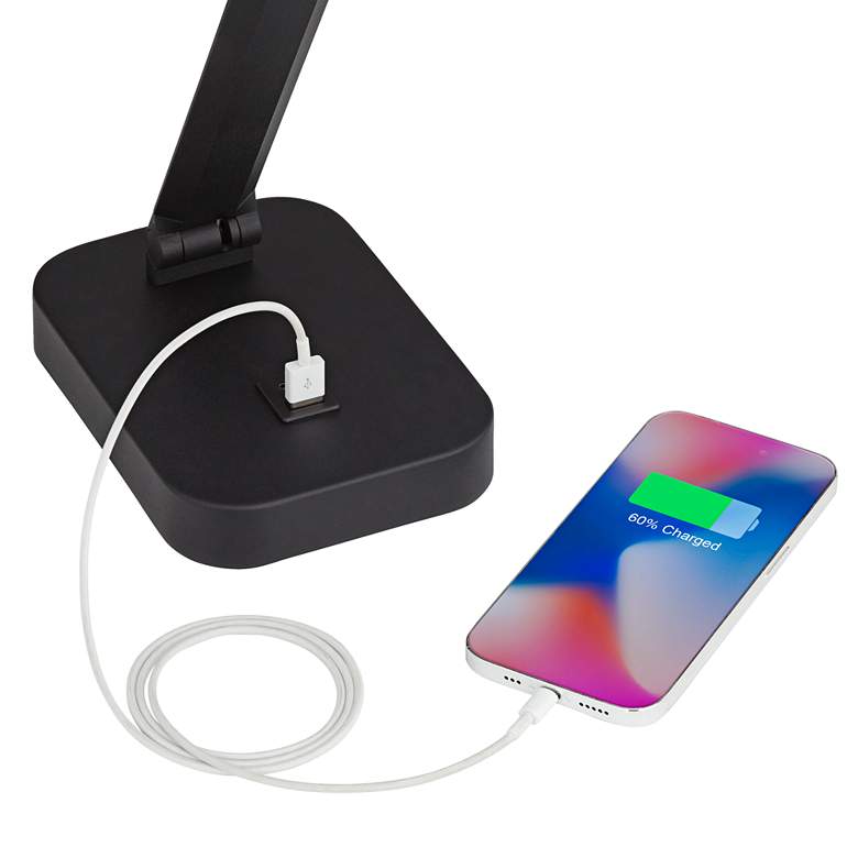Image 3 Possini Euro Rayven Adjustable Height Black Finish LED USB Desk Lamp more views