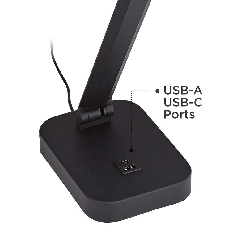 Image 4 Possini Euro Rayven Adjustable Height Black Finish LED USB Desk Lamp more views