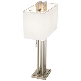 Image5 of Possini Euro Rectangle 30" Nickel Table Lamp with Black Marble Riser more views