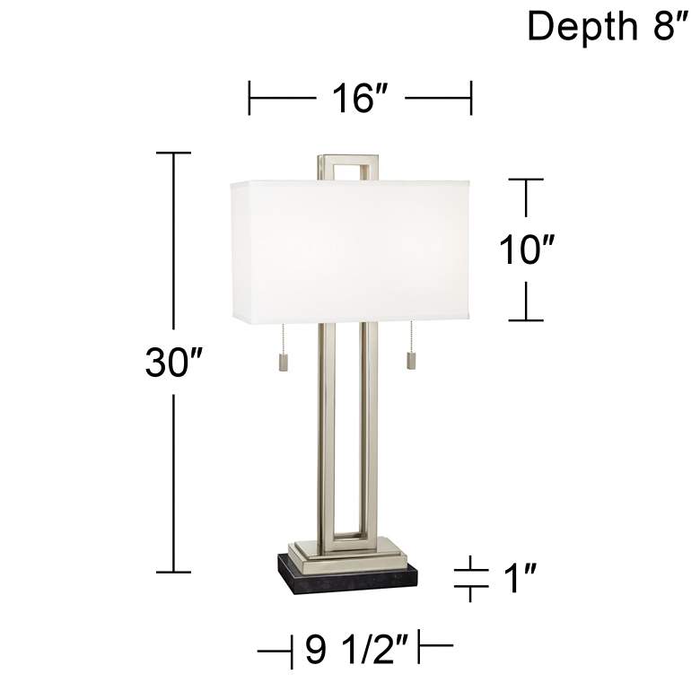 Image 6 Possini Euro Rectangle 30 inch Nickel Table Lamp with Black Marble Riser more views