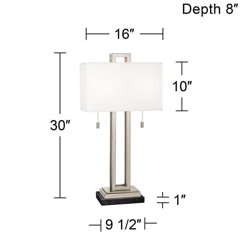 Image 6 Possini Euro Rectangle 30" Nickel Table Lamp with Black Marble Riser more views