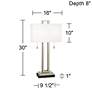 Possini Euro Rectangle 30" Nickel Table Lamp with Black Marble Riser