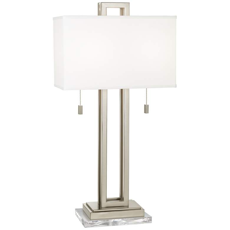 Image 1 Possini Euro Rectangle 30" Nickel Table Lamp with Clear Acrylic Riser