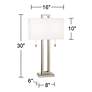 Possini Euro Rectangle 30" Nickel Table Lamp with Clear Acrylic Riser