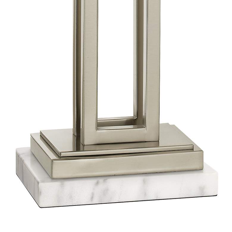 Image 4 Possini Euro Rectangle 30" Nickel Table Lamp with White Marble Riser more views