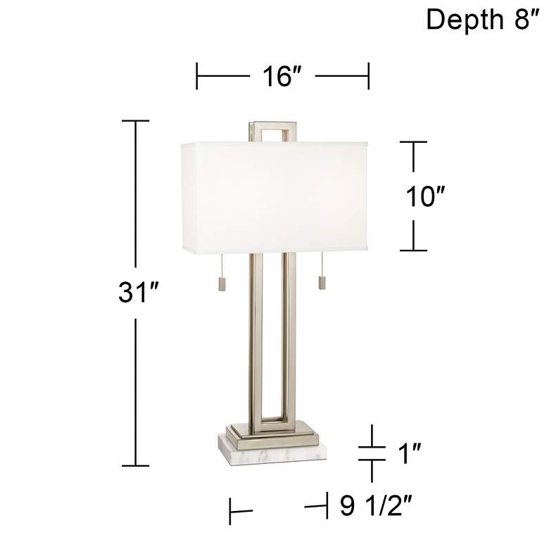 Image 6 Possini Euro Rectangle 30" Nickel Table Lamp with White Marble Riser more views