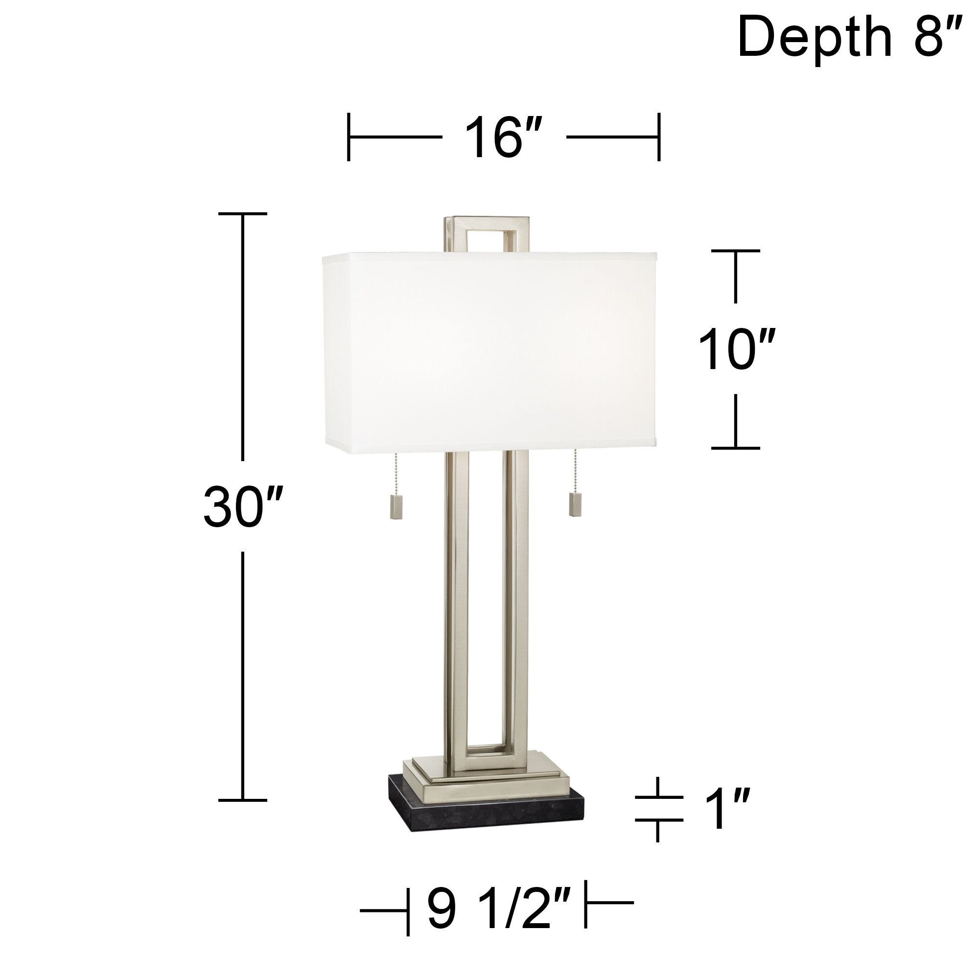 Image 6 Possini Euro Rectangle 30" Nickel Table Lamp with Black Marble Riser more views