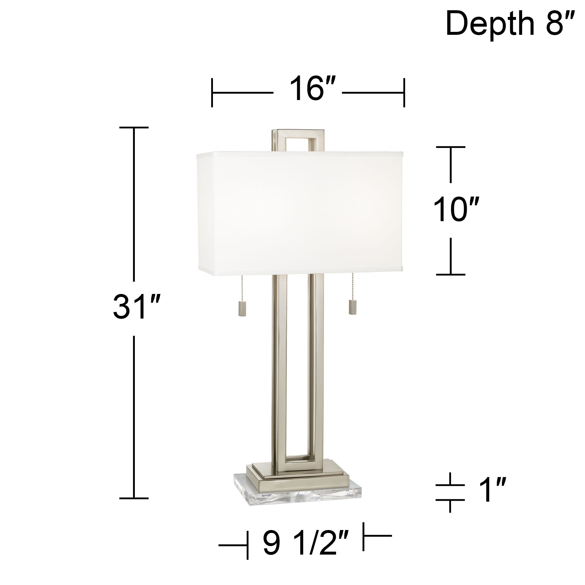 Image 6 Possini Euro Rectangle 30" Nickel Table Lamp with Clear Acrylic Riser more views