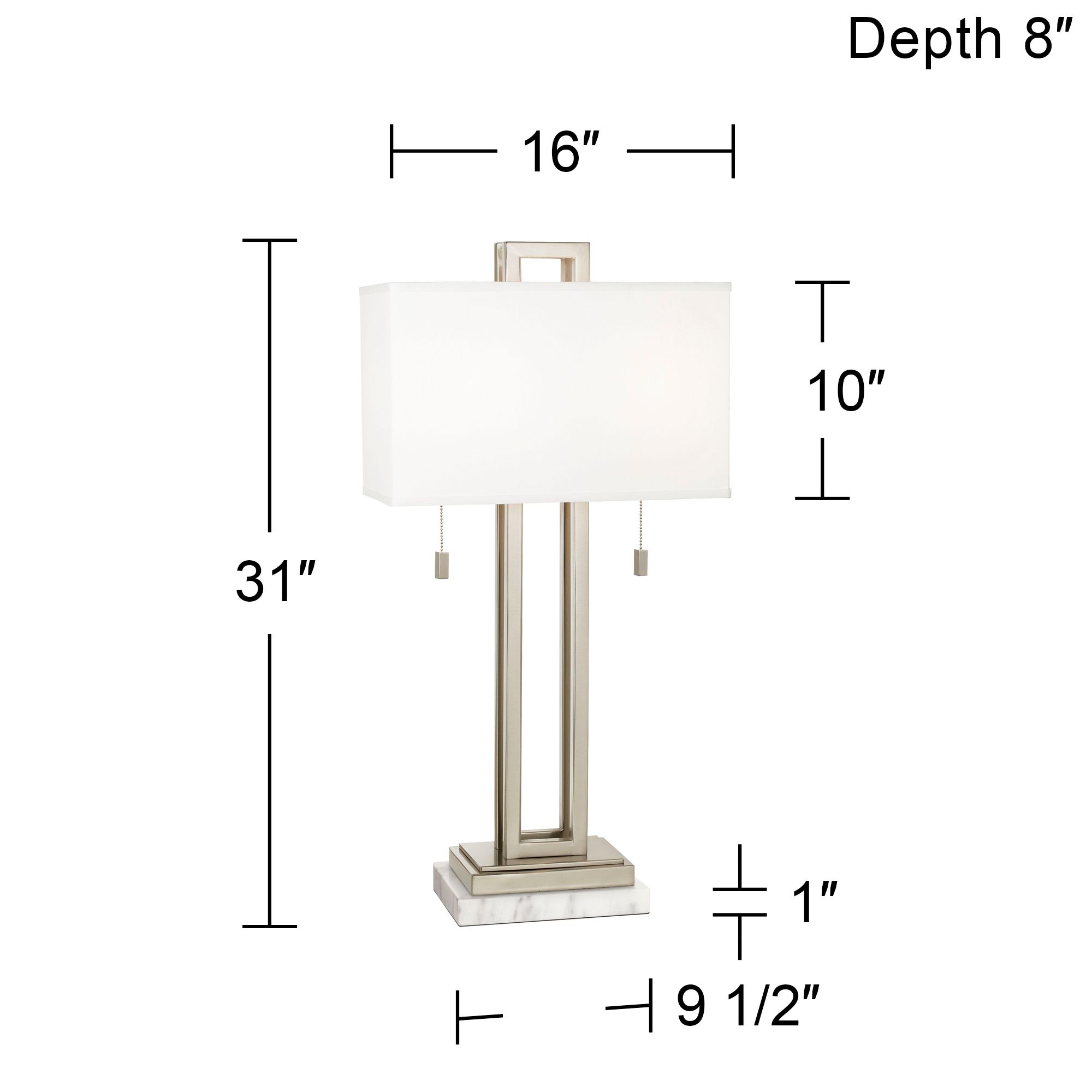 Image 6 Possini Euro Rectangle 30" Nickel Table Lamp with White Marble Riser more views