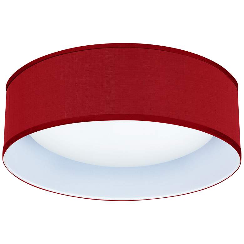 Image 1 Possini Euro Red Faux Silk 16 inch Wide LED Round Modern Ceiling Light