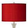 Possini Euro Red Faux Silk Brushed Nickel Touch Table Lamps Set of 2