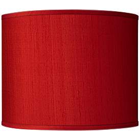 Image1 of Possini Euro Red Faux Silk Dupioni Drum Lamp Shade 14x14x11 (Spider)