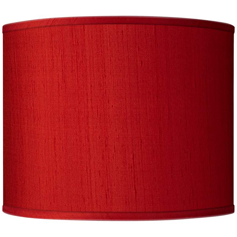 Image 1 Possini Euro Red Faux Silk Dupioni Drum Lamp Shade 14x14x11 (Spider)