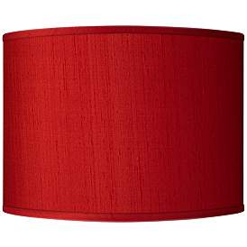 Image1 of Possini Euro Red Faux Silk Dupioni Drum Lamp Shade 15.5x15.5x11 (Spider)