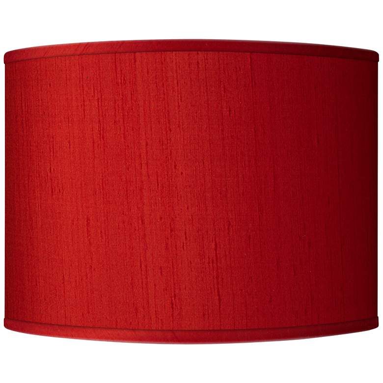 Image 1 Possini Euro Red Faux Silk Dupioni Drum Lamp Shade 15.5x15.5x11 (Spider)