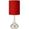 Possini Euro Red Textured Brushed Nickel Droplet Modern Table Lamp