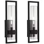 3_Possini Euro Reed 21" High Sand Black Outdoor Wall Light Set of 2