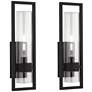 3_Possini Euro Reed 21" High Sand Black Wall Sconce Set of 2