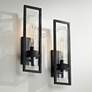 2_Possini Euro Reed 21" High Sand Black Wall Sconce Set of 2