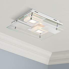 Image1 of Possini Euro Reese 13 1/2" Wide Modern Glass LED Ceiling Light
