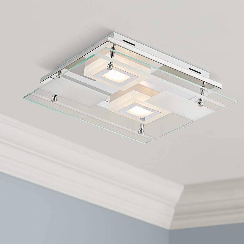 Image 1 Possini Euro Reese 13 1/2" Wide Modern Glass LED Ceiling Light