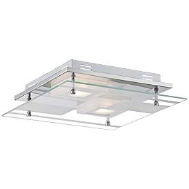 Image4 of Possini Euro Reese 13 1/2" Wide Modern Glass LED Ceiling Light more views