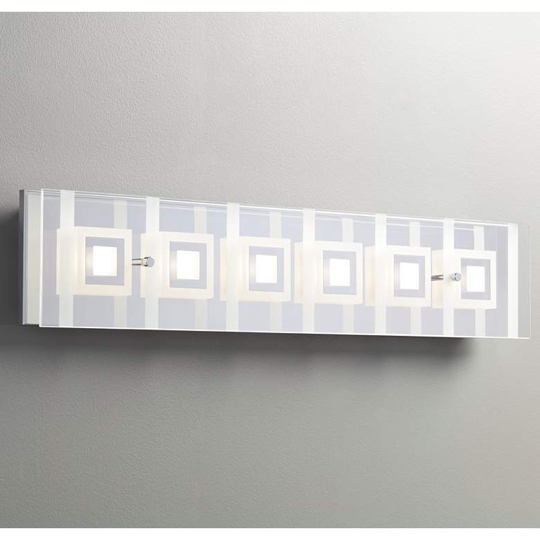 Image 1 Possini Euro Reese 28 1/4" Wide 6-Light Glass LED Bath Light