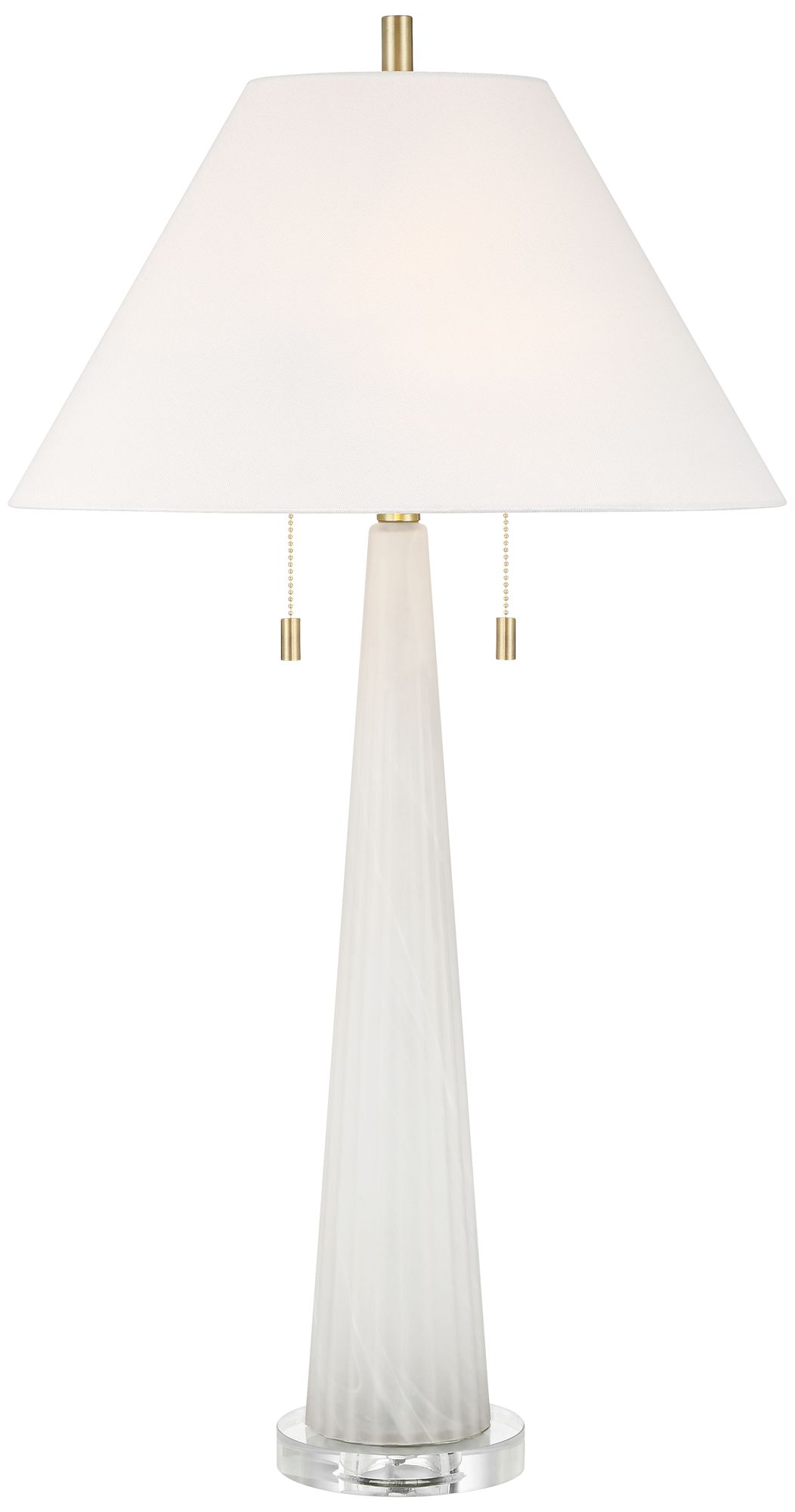Image 3 Possini Euro Regina 33" High White Fluted Glass 2-Light Table Lamp