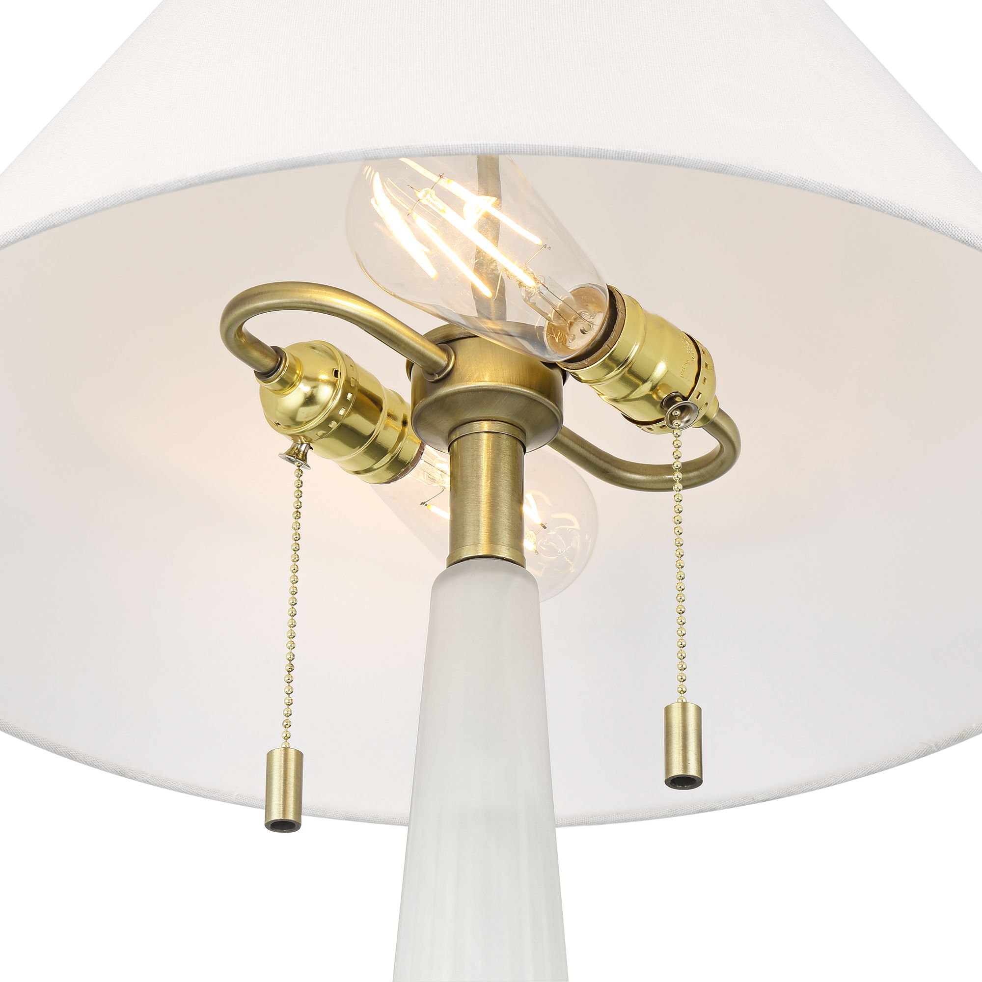 Image 5 Possini Euro Regina 33" High White Fluted Glass 2-Light Table Lamp more views