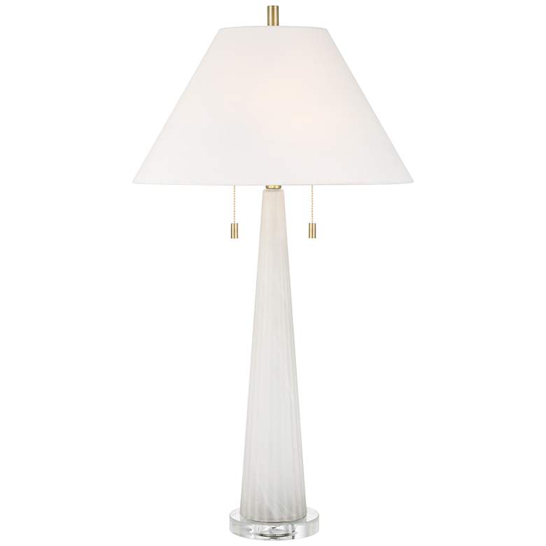 Image 2 Possini Euro Regina 33" High White Glass 2-Light Table Lamp