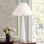 1_Possini Euro Regina 33" High White Glass 2-Light Table Lamp