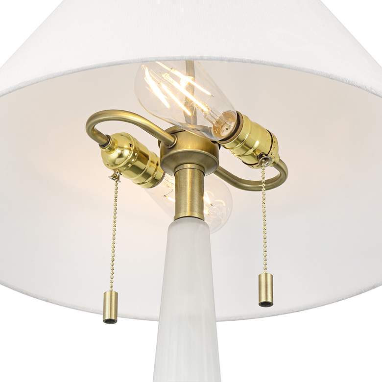 Image 4 Possini Euro Regina 33" High White Glass 2-Light Table Lamp more views