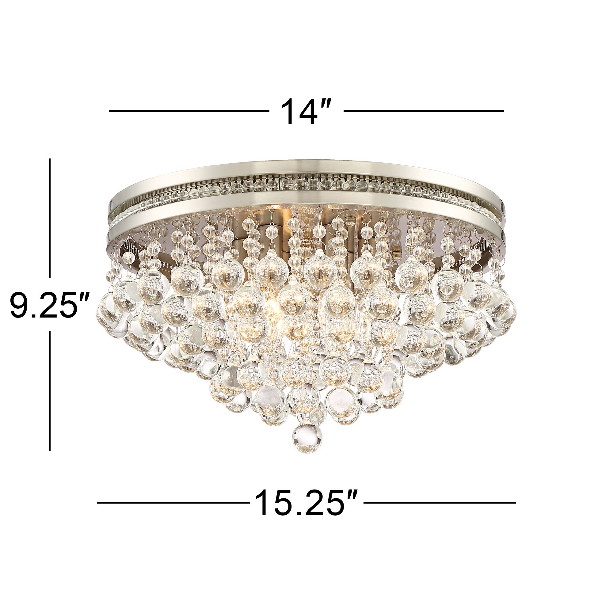 Possini Euro Regina Nickel 15 1/4" Wide Crystal Ceiling Light in scene