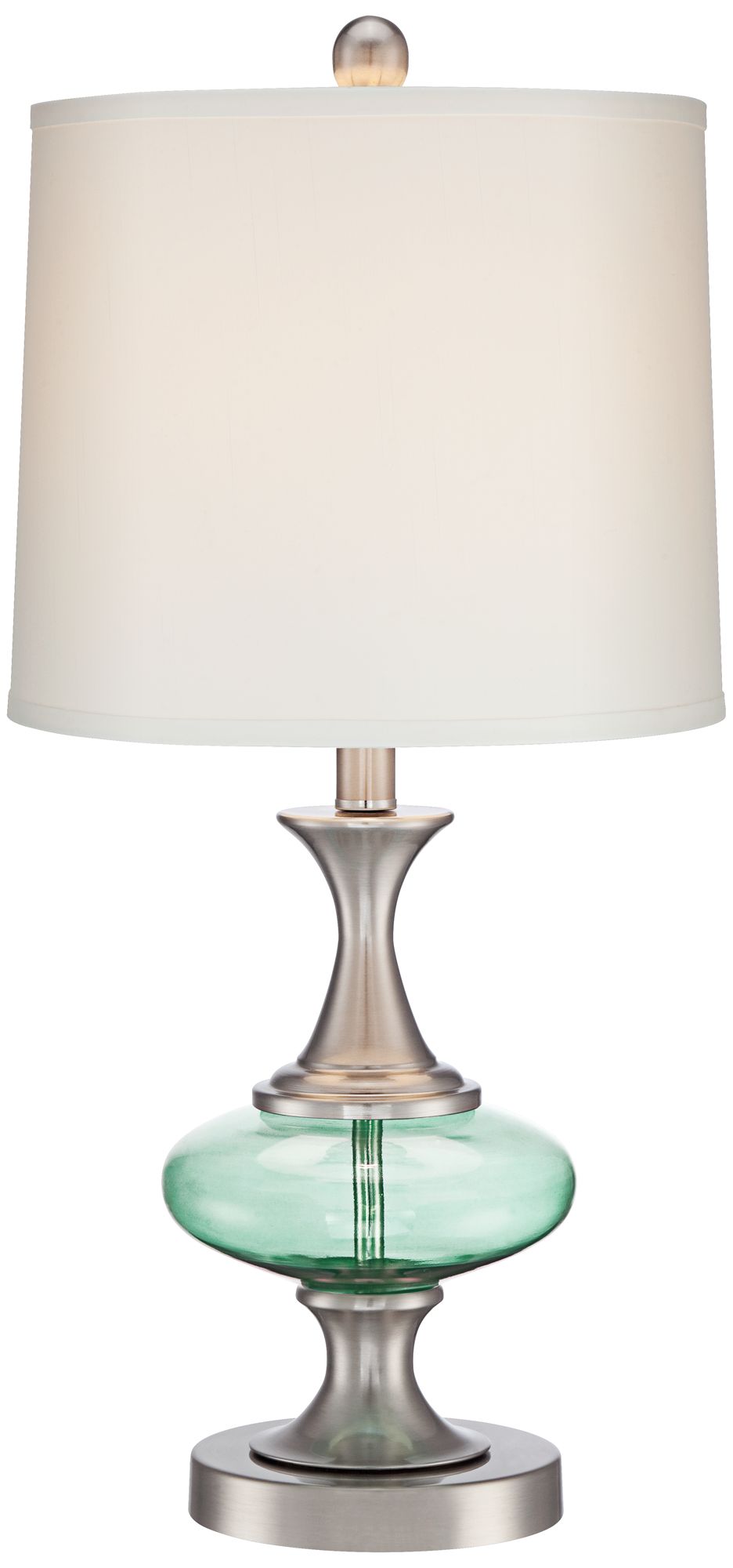 Image 2 Possini Euro Reiner 23" Nickel and Blue-Green Glass Urn Table Lamp