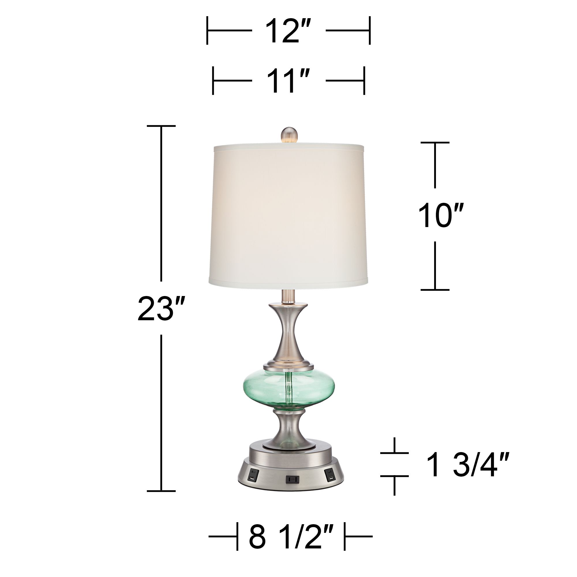 Image 6 Possini Euro Reiner Blue-Green Glass Table Lamp with USB Workstation Base more views