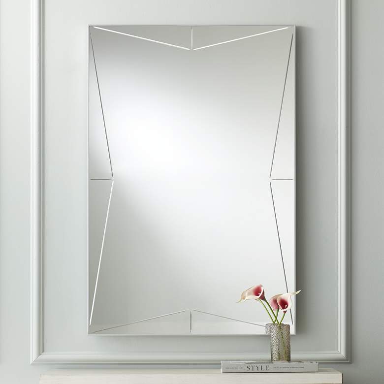 Image 1 Possini Euro Relevei Silver 26" x 39" Rectangular Wall Mirror