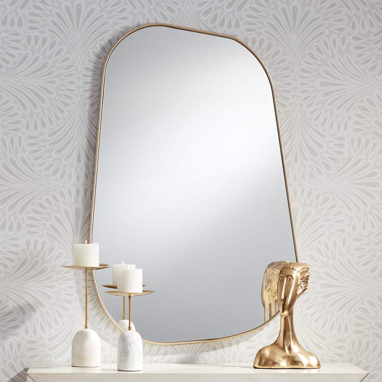 Image 1 Possini Euro Reuleaux 26 inch x 40 inch Champagne Gold Wall Mirror