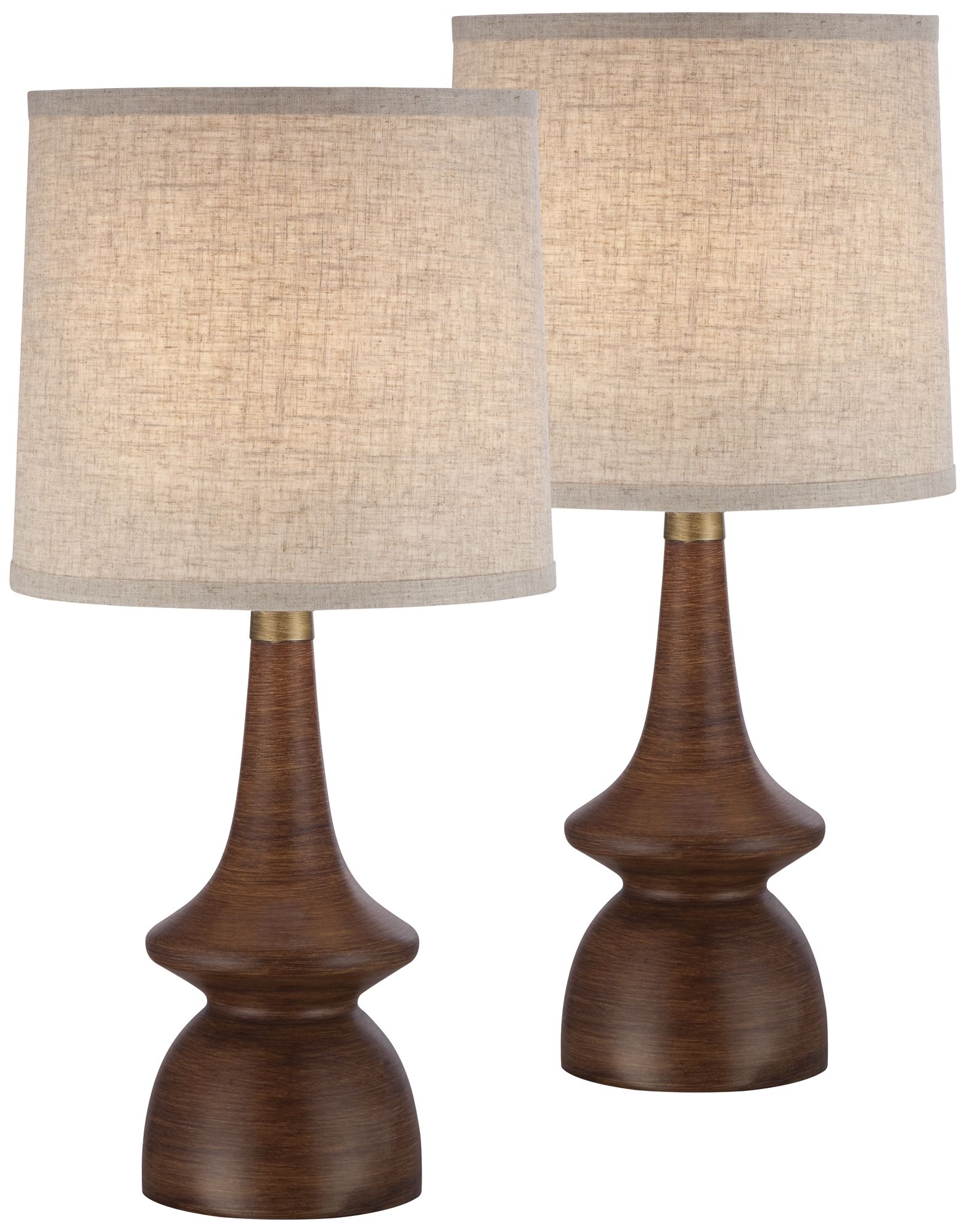 Image 2 Possini Euro Rexford 24" Walnut Finish Modern Table Lamps Set of 2