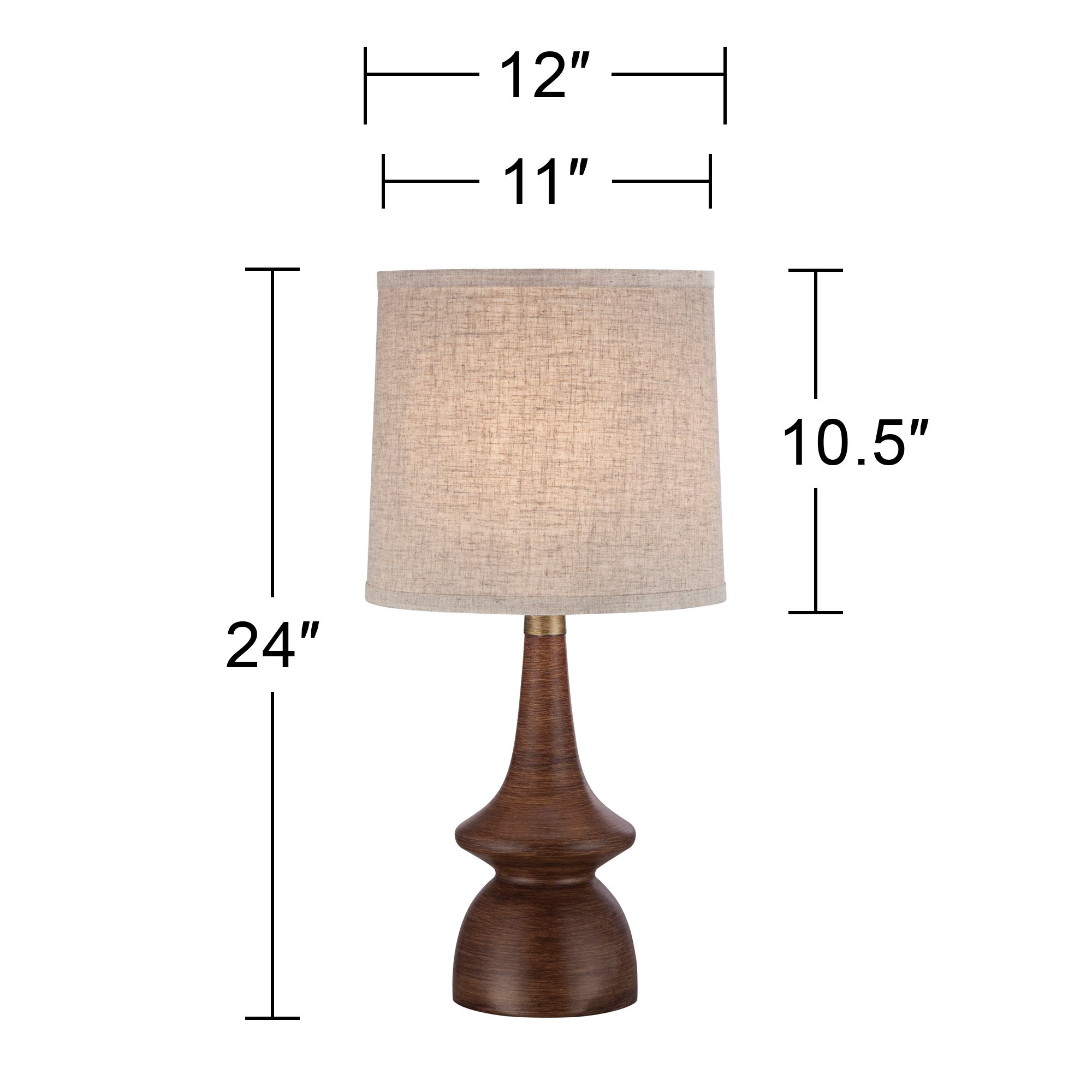 Image 5 Possini Euro Rexford 24" Walnut Finish Modern Table Lamps Set of 2 more views