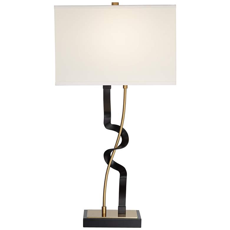 Image 7 Possini Euro Reza 31 1/2" High Black and Brass Metal Table Lamp more views