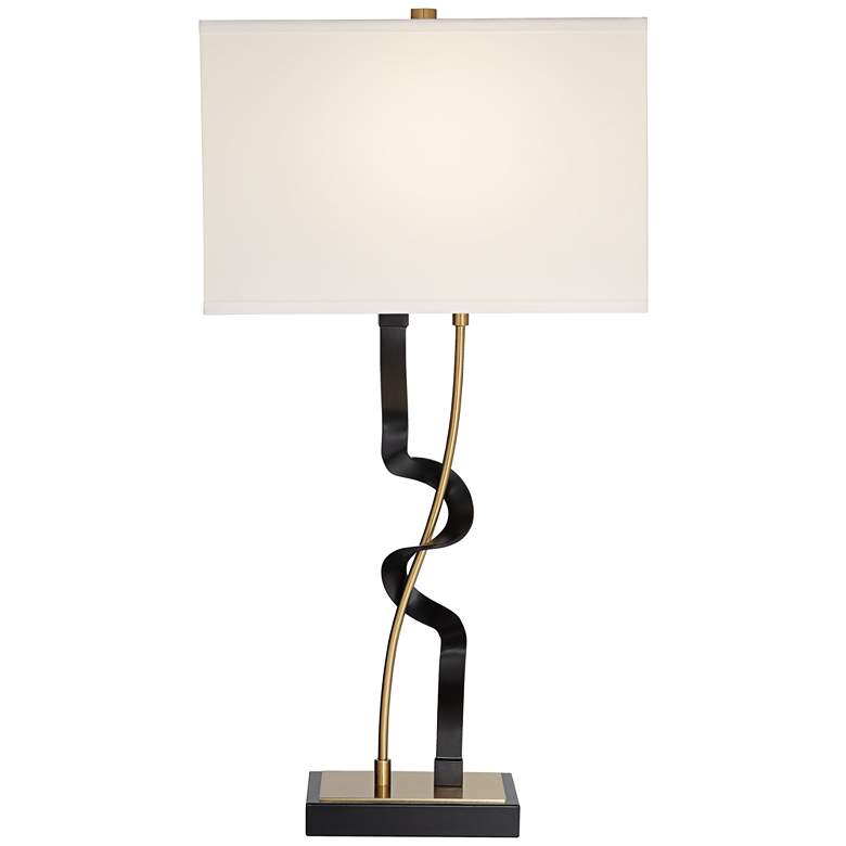 Image 7 Possini Euro Reza 31 1/2 inch High Black and Brass Metal Table Lamp more views