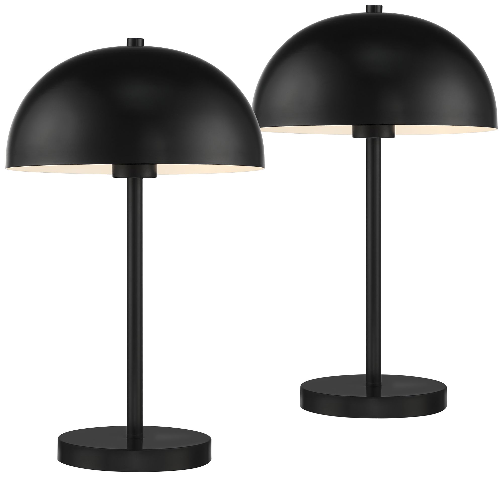 Image 3 Possini Euro Rhys 19 1/2" Black Modern Dome Mushroom Lamps Set of 2