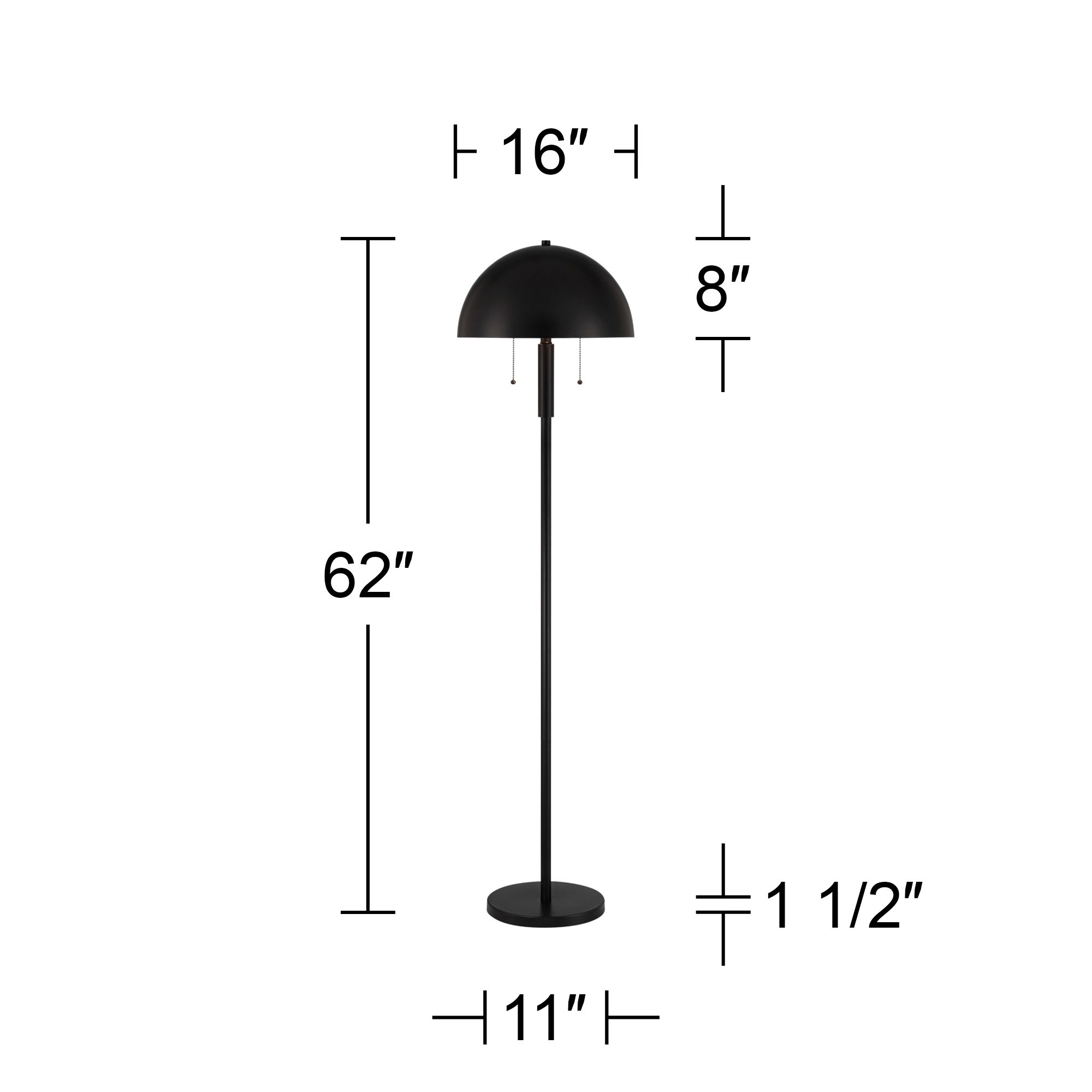 Possini Euro Rhys 62" High Black Modern Mushroom Dome Floor Lamp in scene