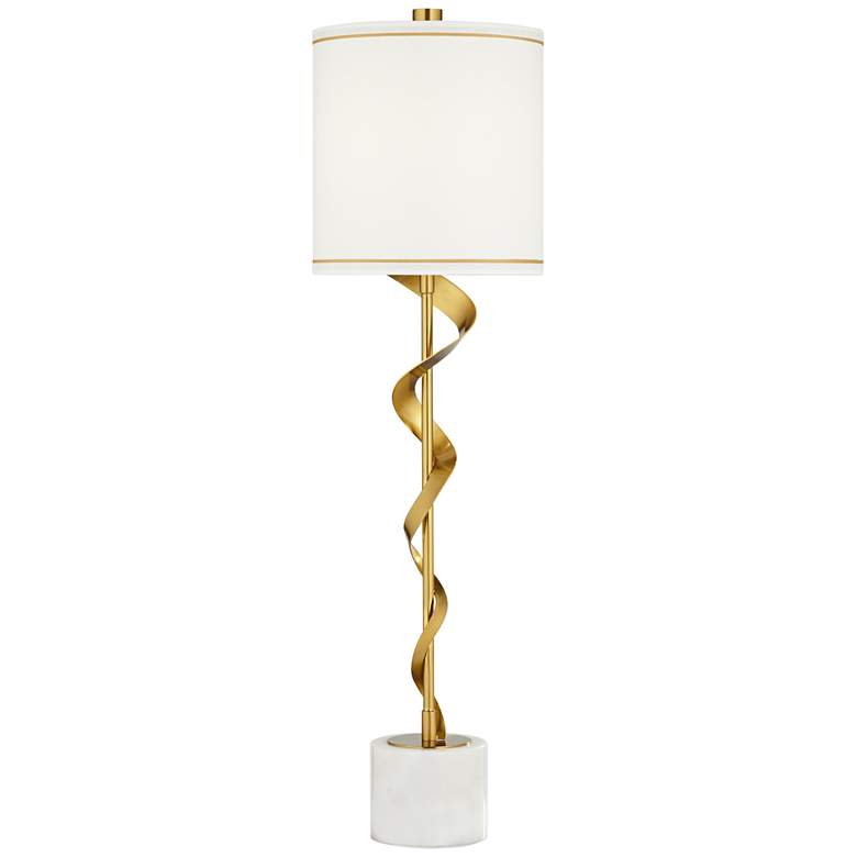 Image 2 Possini Euro Ribbon 34 1/2 inch High Marble and Gold Modern Table Lamp