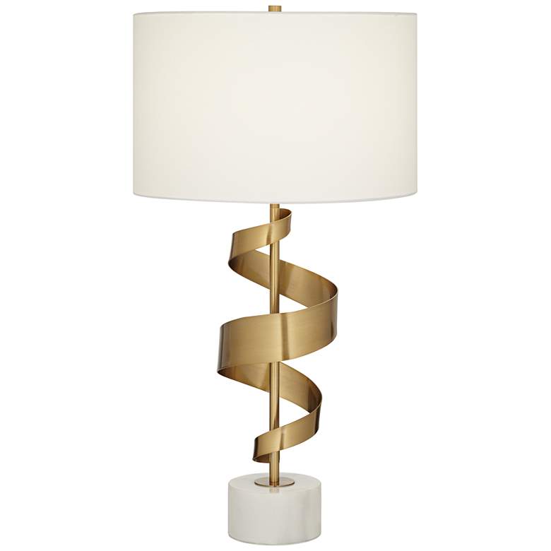 Image 3 Possini Euro Ribbon Wave 30 3/4" Gold and Marble Modern Table Lamp