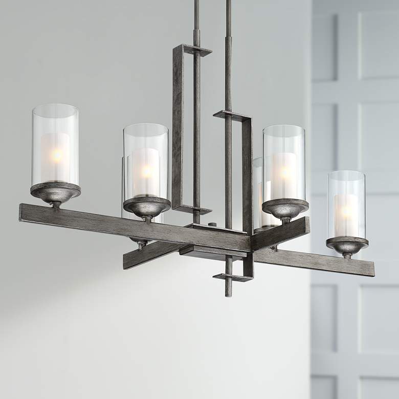 Image 1 Possini Euro Ribera 40" Wide Silver Gray Kitchen Island Chandelier