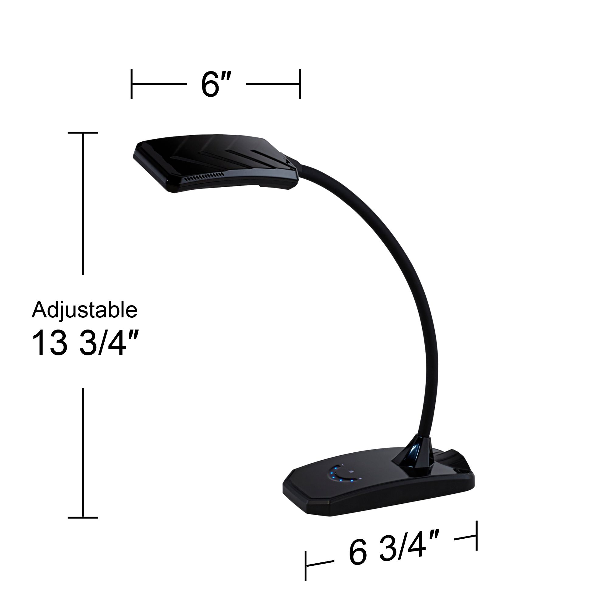 Possini Euro Ricky Black Gooseneck LED Desk Lamps Set of 2 with USB Ports