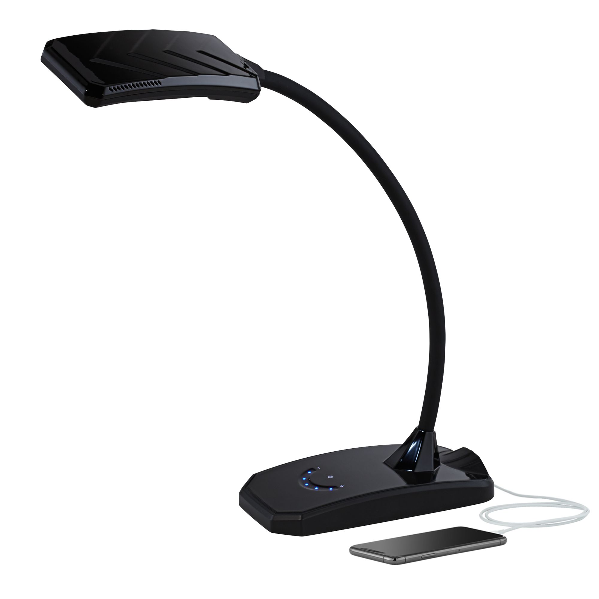 Image 3 Possini Euro Ricky Black Modern Flex Arm Gooseneck LED Light USB Desk Lamp